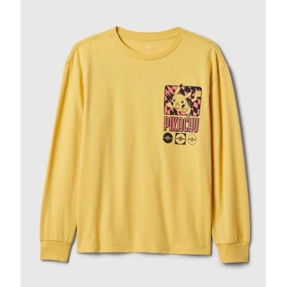 Pokemon Pikachu Long Sleeve Tshirt‎ Youth Large Yellow Gap Cotton NWT
